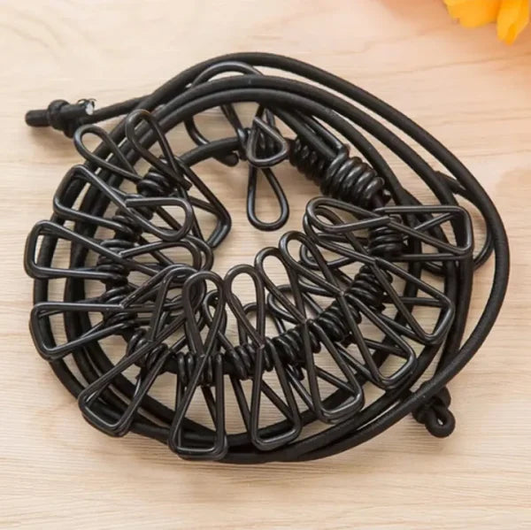 Windproof Hanging Rope for Clothes – 12 Clip Drying Line