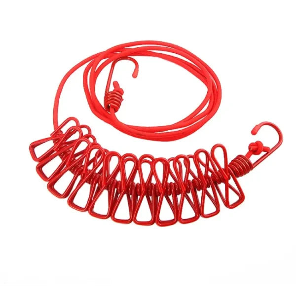 Windproof Hanging Rope for Clothes – 12 Clip Drying Line