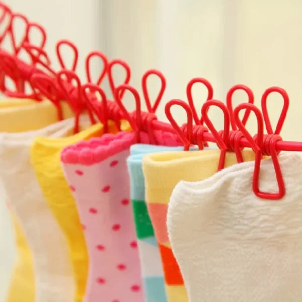 Windproof Hanging Rope for Clothes – 12 Clip Drying Line