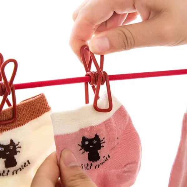 Windproof Hanging Rope for Clothes – 12 Clip Drying Line