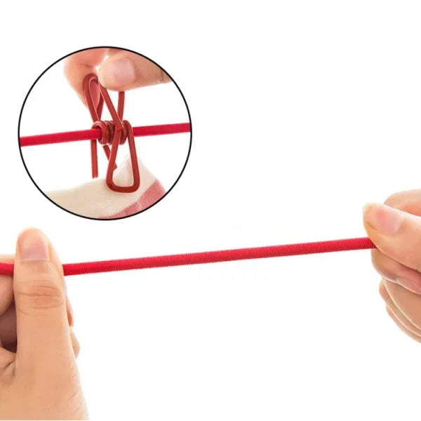 Windproof Hanging Rope for Clothes – 12 Clip Drying Line