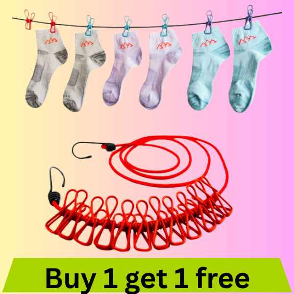 Windproof Hanging Rope for Clothes – 12 Clip Drying Line