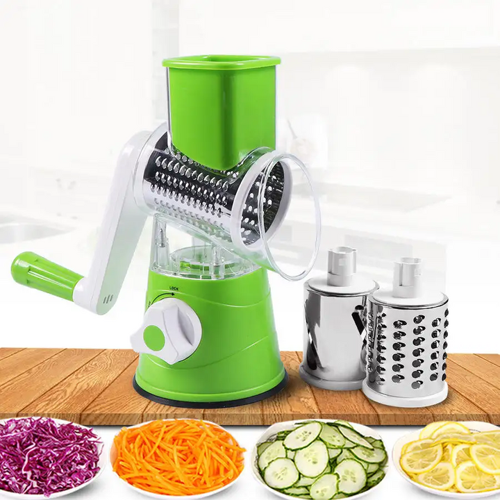 3-in-1 Drum Grater & Slicer – Manual Veg Cutter Tool