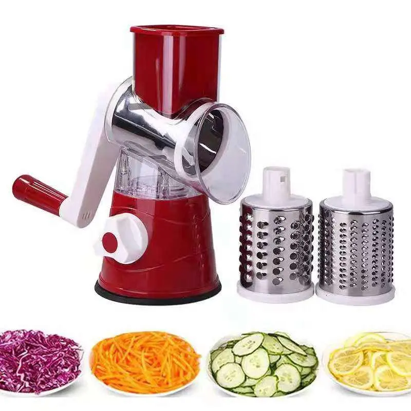 3-in-1 Drum Grater & Slicer – Manual Veg Cutter Tool