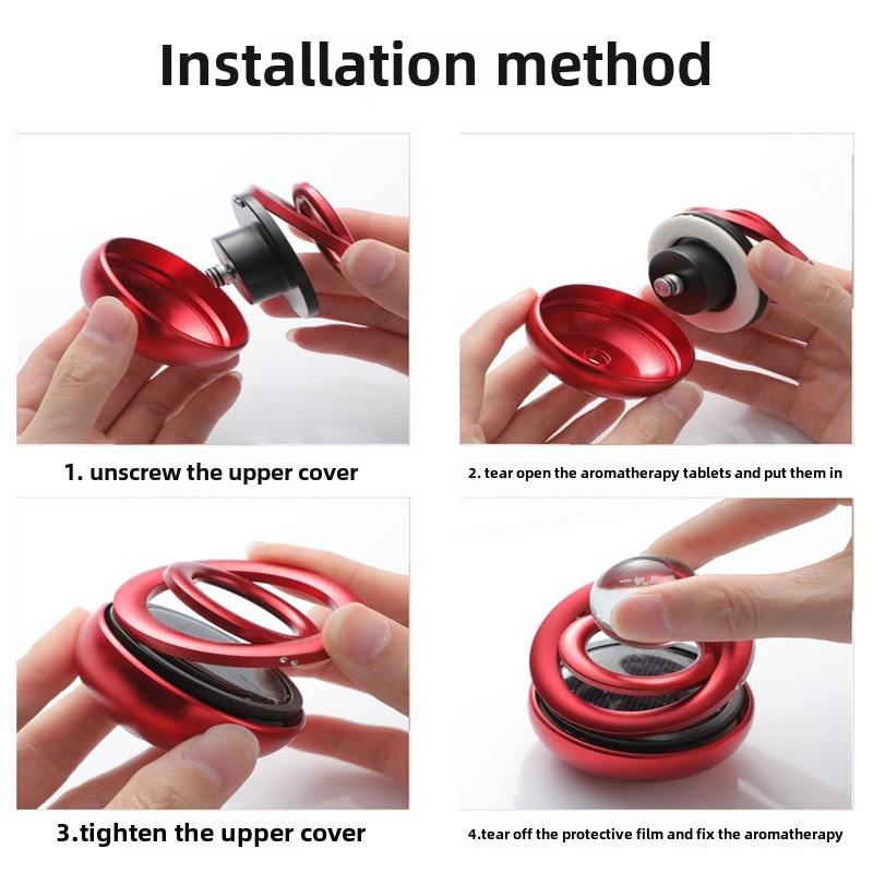 Solar Car Aromatherapy Interior Decoration Creative Metal Double Ring Suspension Revolving Decoration