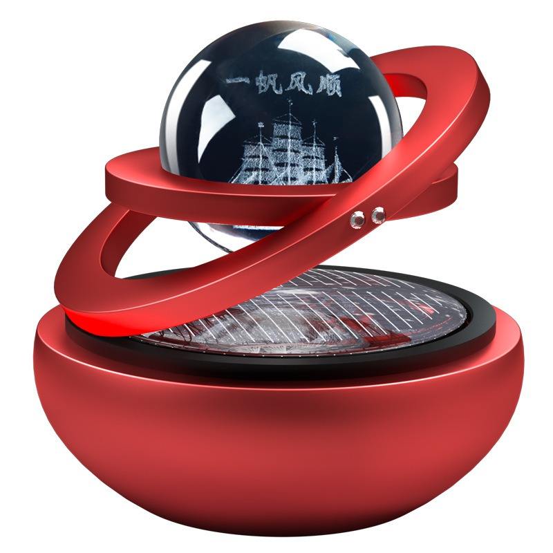 Solar Car Aromatherapy Interior Decoration Creative Metal Double Ring Suspension Revolving Decoration