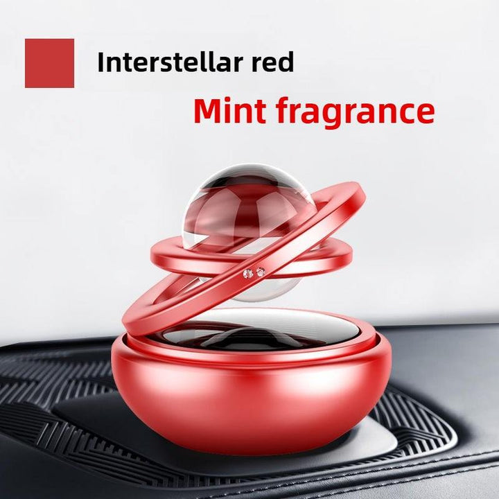 Solar Car Aromatherapy Interior Decoration Creative Metal Double Ring Suspension Revolving Decoration