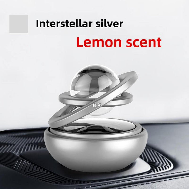 Solar Car Aromatherapy Interior Decoration Creative Metal Double Ring Suspension Revolving Decoration