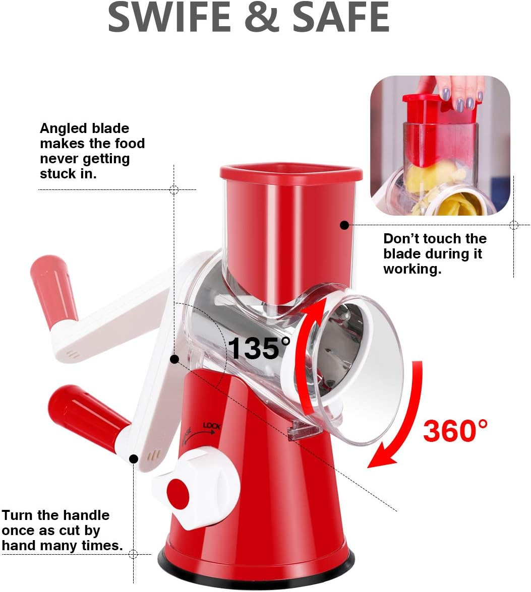 3-in-1 Drum Grater & Slicer – Manual Veg Cutter Tool