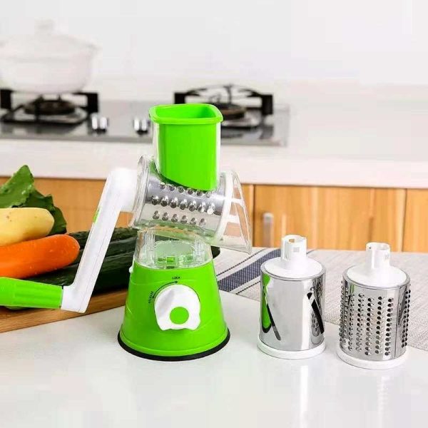3-in-1 Drum Grater & Slicer – Manual Veg Cutter Tool