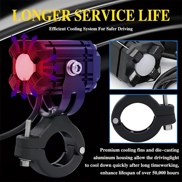 Universal Motorcycle Led Auxiliary Headlight – High/low Beam Super Bright Fog & Driving Light With Waterproof Ip65 Spotlight For All Bikes And Weather Conditions