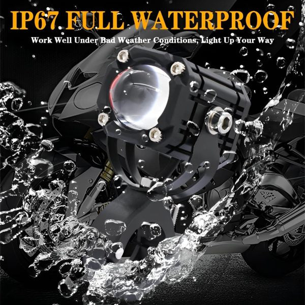 Universal Motorcycle Led Auxiliary Headlight – High/low Beam Super Bright Fog & Driving Light With Waterproof Ip65 Spotlight For All Bikes And Weather Conditions