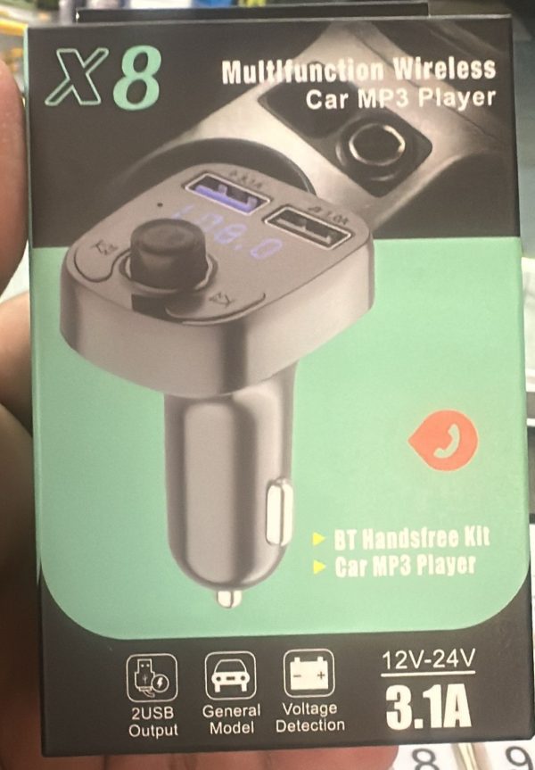 X8 – Multifunctional Car Mp3 Player | Car Wireless Fm Transmitter | Car Mp3 Modulator – 3.1a | Car Accessories ( Random Color )